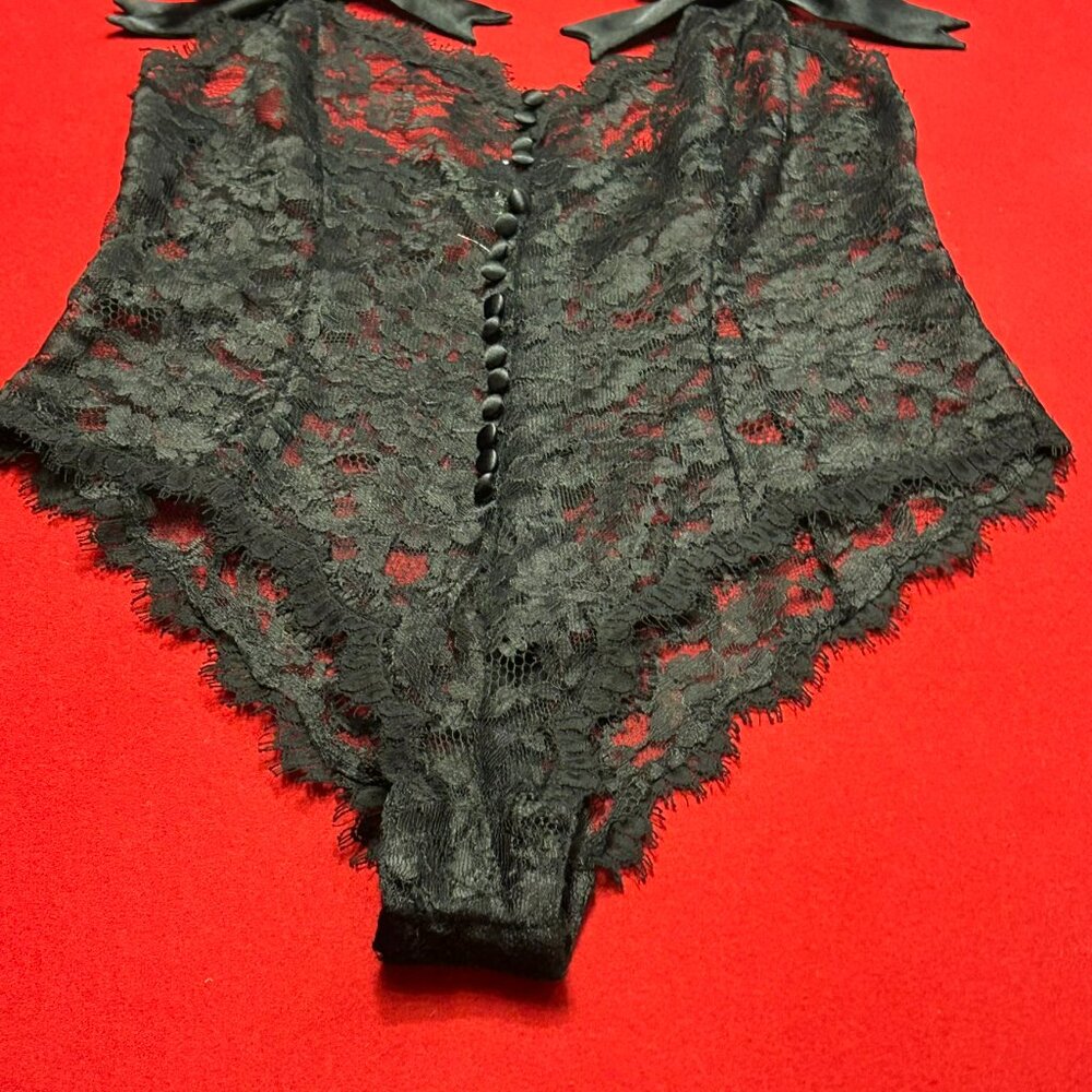Victoria’s Secret Black Lace Teddy & Robe 2pc Set – M + OS - Picture 4 of 15